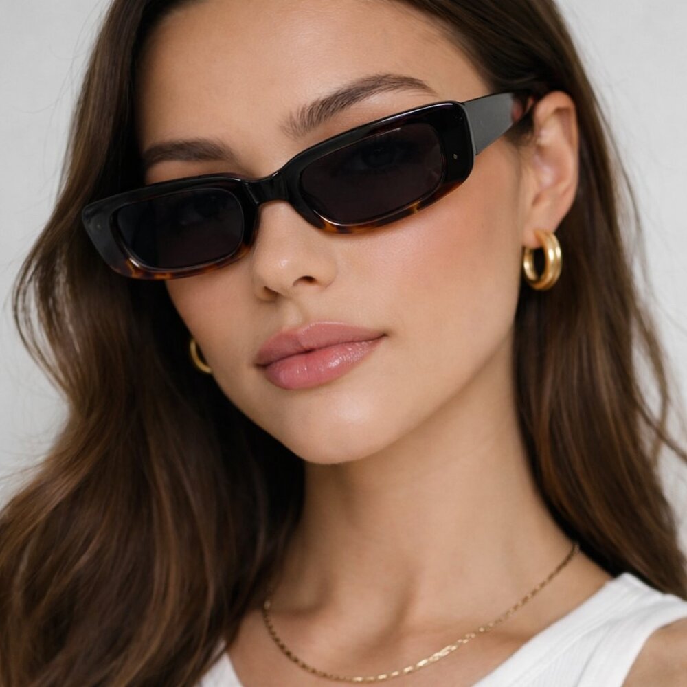 AIRE Ceres Slim Rectangle Sunglasses Dark Tort Smoke Mono